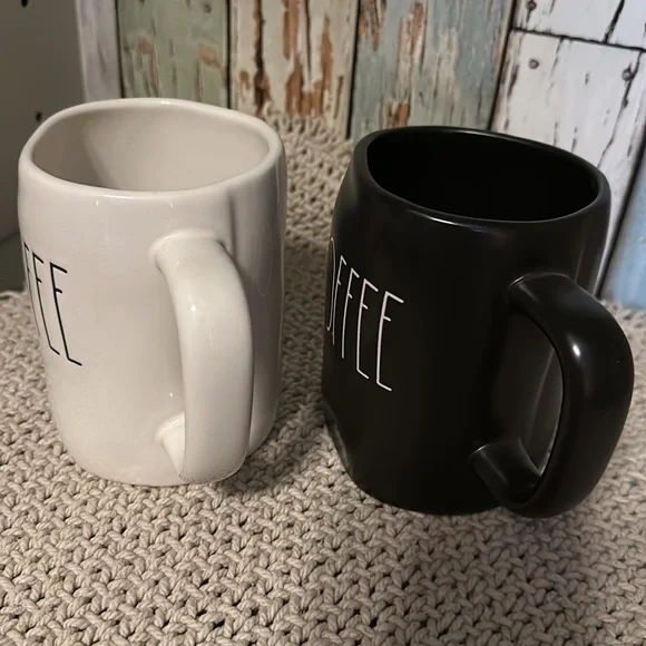 Rae Dunn Coffee Mugs- Set of 2 Black & White - Picture 2 of 5